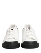 Dolce & Gabbana Black White Leather Low Top Sneakers Shoes