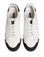 Dolce & Gabbana Black White Leather Low Top Sneakers Shoes