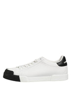 Dolce & Gabbana Black White Leather Low Top Sneakers Shoes
