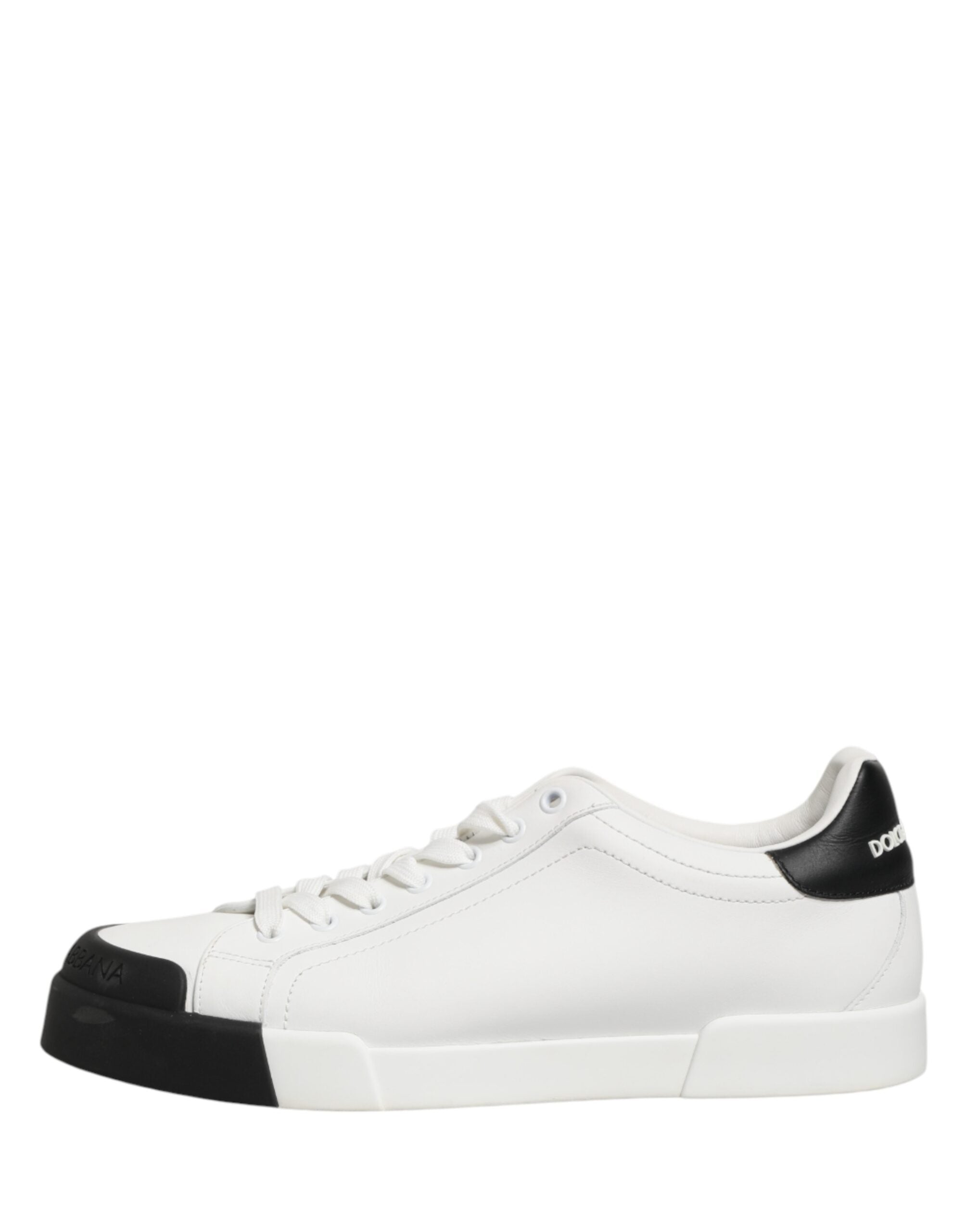 Dolce & Gabbana Black White Leather Low Top Sneakers Shoes