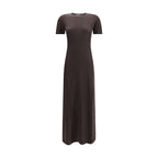 Ferragamo Brown Fleece Wool Long Dress