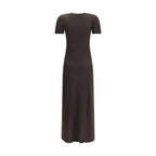 Ferragamo Brown Fleece Wool Long Dress