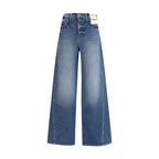 L'Agence Light Blue Cotton Relaxed Fit Jeans