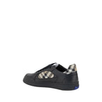 Burberry Black Calf Leather Bos Taurus Low Top Sneakers