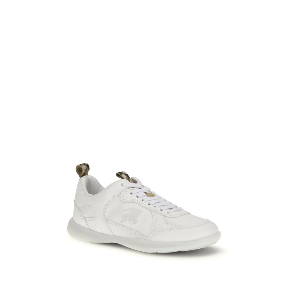 Burberry White Calf Leather Bos Taurus Athletic Sneakers