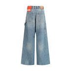 Diesel Blue Cotton Relaxed Fit Jeans