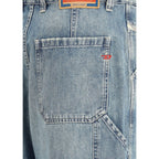 Diesel Blue Cotton Relaxed Fit Jeans