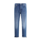 Brunello Cucinelli Blue Cotton Straight-Leg Jeans