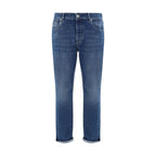 Brunello Cucinelli Blue Cotton Straight-Leg Jeans