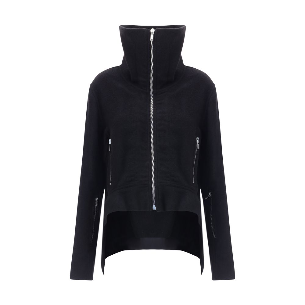 Rick Owens Black Fleece Wool Biker Jacket
