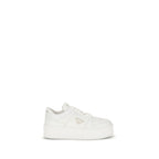 Prada White Calf Leather Bos Taurus Platform Sneakers