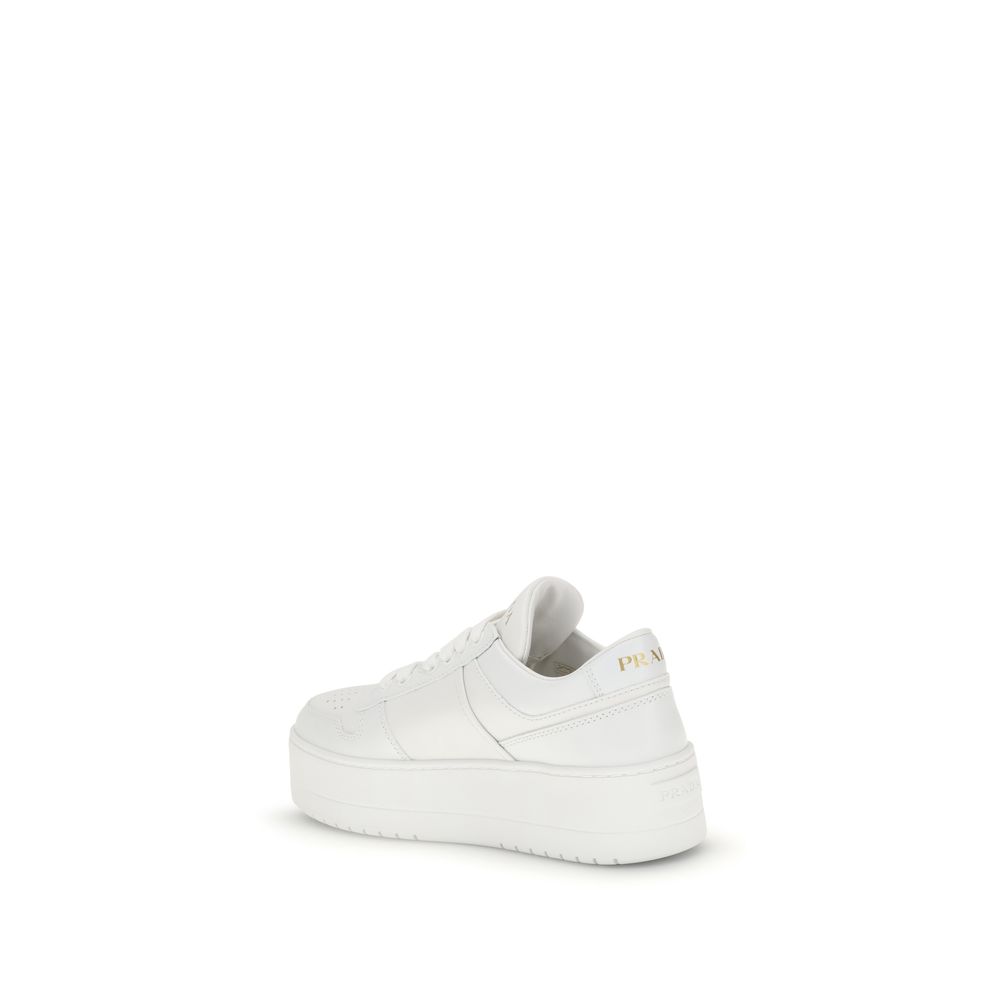Prada White Calf Leather Bos Taurus Platform Sneakers